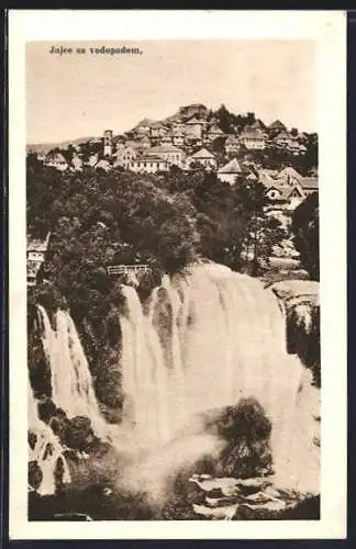 AK Jajce, Ortsansicht mit Wasserfall