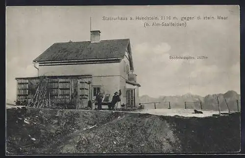 AK Statzerhaus, Berghütte am Hundstein gegen das steinerne Meer