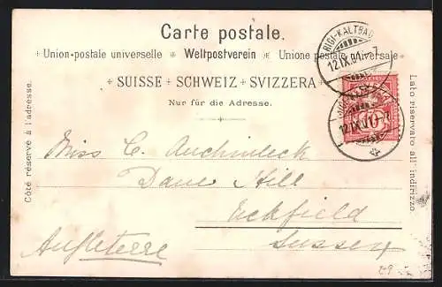 Lithographie Rigi, Blick ins Tal und auf Rigi