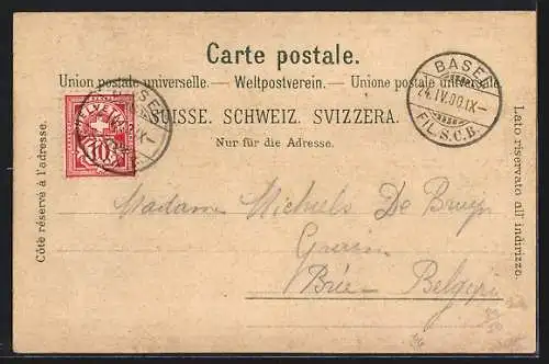 Lithographie Basel, Teilansicht mit Münster