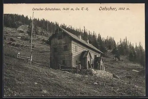 AK Oetscher-Schutzhaus, Ansicht am Hang des Oetschers