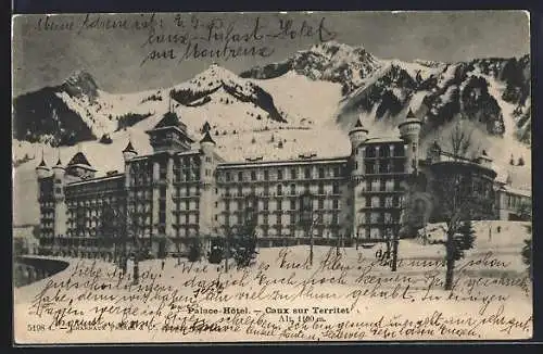 AK Caux sur Territet, le Palace-Hôtel dans la neige