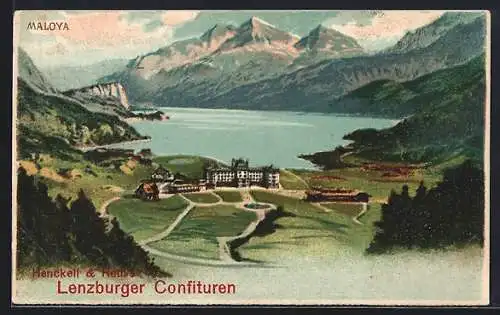 Lithographie Maloya, Henckell & Roth`s Lenzburger Confituren, Panorama