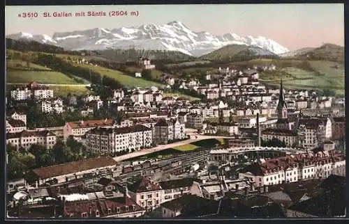 AK St. Gallen, Blick auf die Stadt und den Säntis