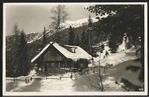 AK Fotscher Hütte, Waldpartie im Winter