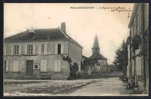 AK Hallignicourt, L`Eglise et la Mairie