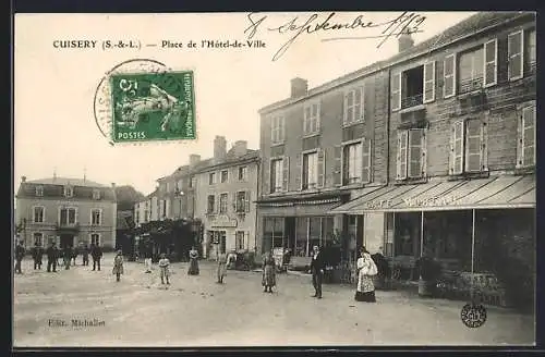 AK Cuisery, Place de l'Hotel-de-Ville