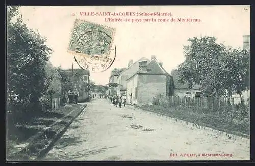 AK Ville-Saint-Jacques, L`Entree du pays par la route de Montereau