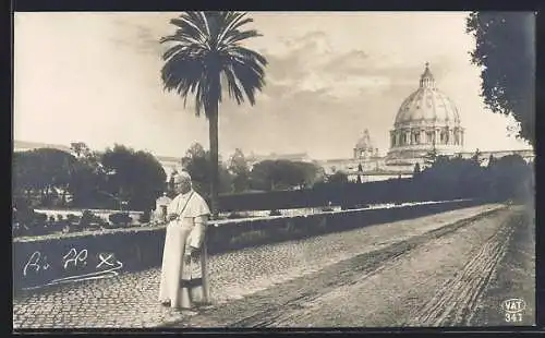 AK S. S. Pio X nei giardini del Vaticano, Papst Pius X.