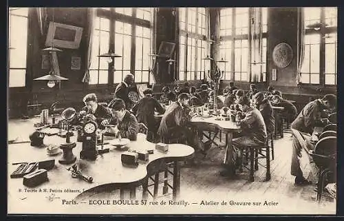 AK Paris, Atelier de Gravure sur Acier, Ecole Boulle, rue de Reuilly