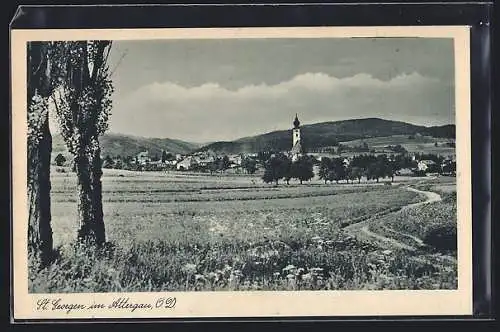 AK St. Georgen im Attergau, Teilansicht mit Kirche