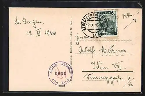 AK St. Georgen im Attergau, Teilansicht mit Kirche