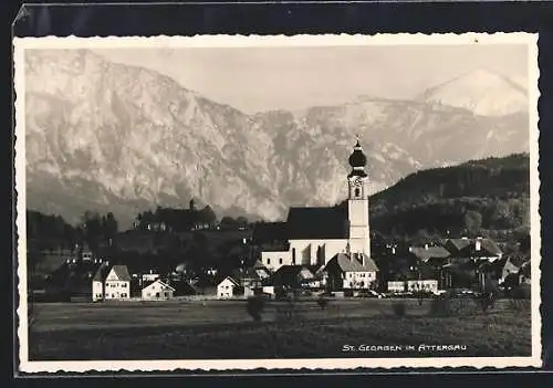 AK St. Georgen im Attergau, Teilansicht mit Kirche