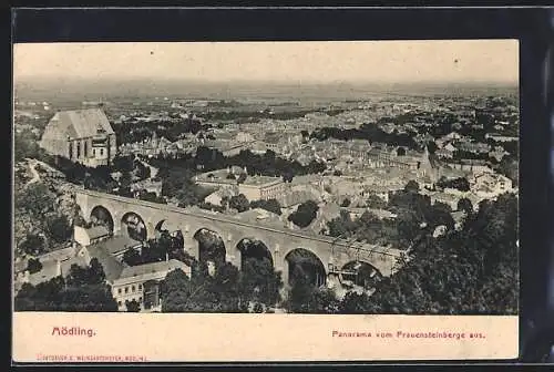 AK Mödling, Panorama mit Viadukt vom Frauensteinberge aus