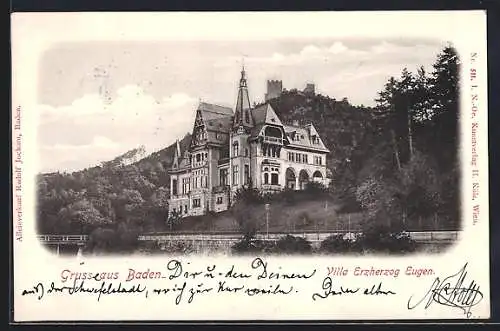 AK Baden, Villa Erzherzog Eugen