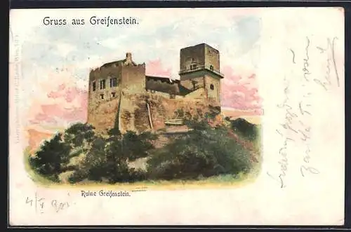 AK Greifenstein, Blick zur Burgruine