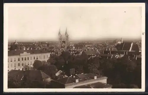 AK Wiener Neustadt, Panorama mit Pfarrkirche