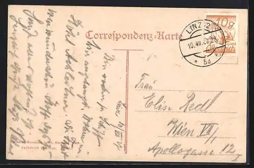 AK Linz a. Donau, Hotel auf dem Pöstlingberge, Felsendurchbruch der Pöstlingbergbahn
