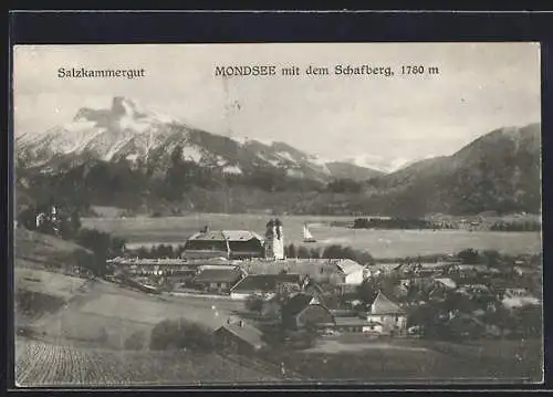 AK Mondsee /Salzkammergut, Teilansicht mit dem Schafberg