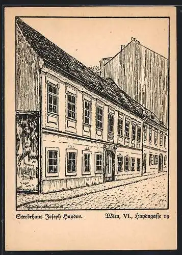 Künstler-AK Wien, Sterbehaus Joseph Haydns, Haydgasse 19