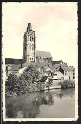 AK Oudenaarde, De Schelde en St-Walburgakerk