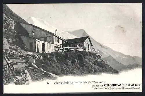 AK Pierre-Pointue /Vallée de Chamonix, Berghütte mit Besuchern