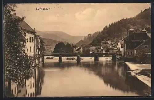 AK Gernsbach, Murgpartie mit Murgbrücke