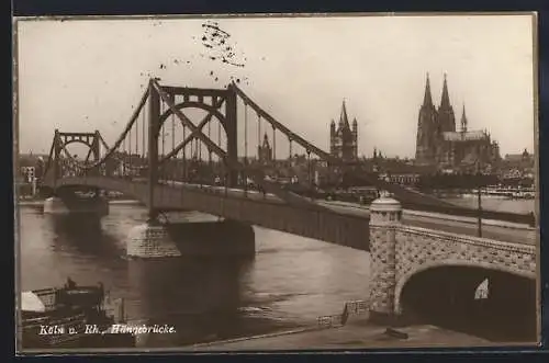 AK Köln / Rhein, Hängebrücke mit Dom