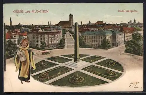 AK München, Karolinenplatz, Münchner Kindl