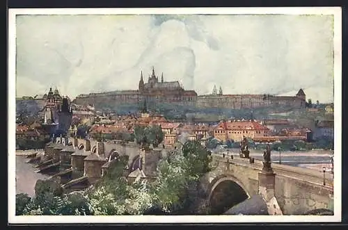 Künstler-AK Jaroslav Setelik: Prague, Le chateau et le petit Cote