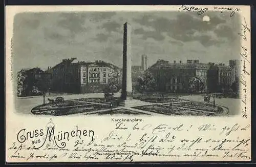 AK München-Au, Denkmal auf dem Karolinenplatz