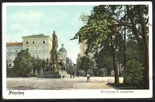 AK München, Maxmonument & Lucaskirche