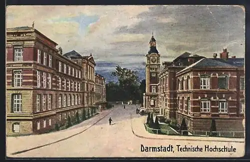 Künstler-AK Darmstadt, Technische Hochschule