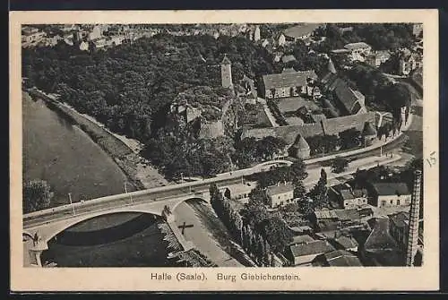 AK Halle / Saale, Fliegeraufnahme der Burg Giebichenstein