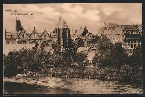 AK Marburg, Blick von Weidenhausen auf Marburg