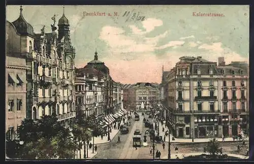 AK Frankfurt a. Main, Strassenbahn in der Kaiserstrasse