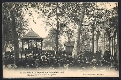 AK Marseille, Exposition Coloniale 1906, Kiosque de la Musique Malgache