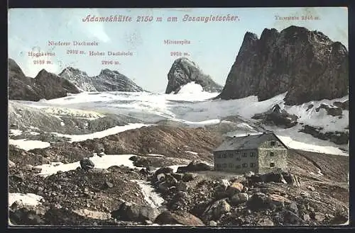 AK Adamekhütte, Blick zum Gosaugletscher mit Mitterspitze und Thorstein