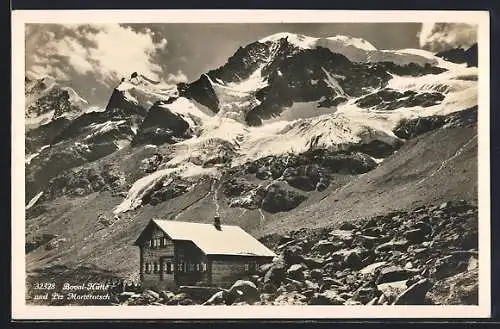 AK Boval-Hütte, Panorama mit Piz Morteratsch