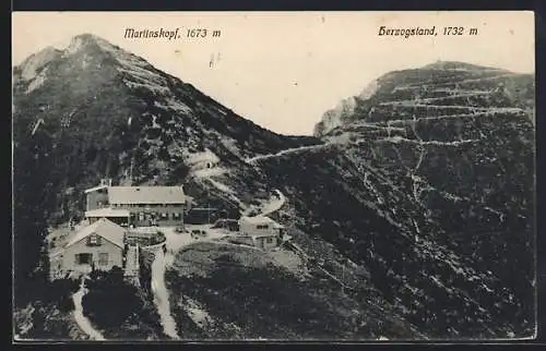 AK Herzogstandhäuser am Herzogstand mit Blick auf Martinskopf