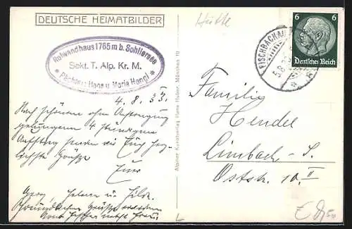 AK Rotwandhaus, Berghütte gegen Grossvenediger u. Hinteres Sonnwendjoch