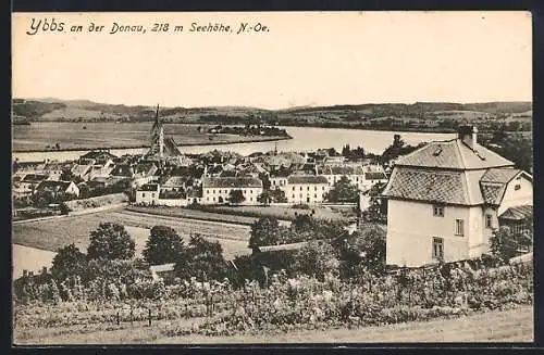 AK Ybbs an der Donau, Panorama mit Kirche