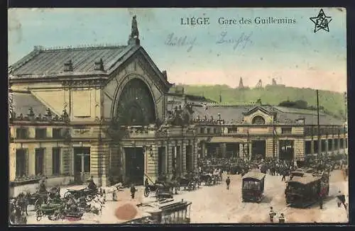 AK Liège, Gare des Guillemins, Bahnhof, Strassenbahn