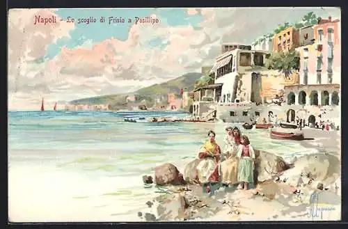 Lithographie Napoli, Lo scoglio di Frisio a Posillipo