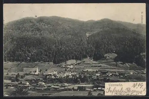 AK Unzmarkt, Ortsansicht aus der Vogelschau