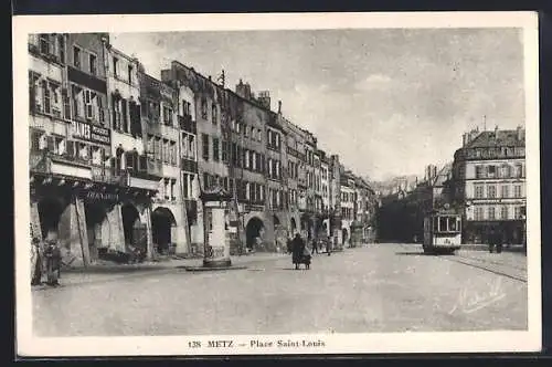 AK Metz, Place St-Louis, Strassenbahn