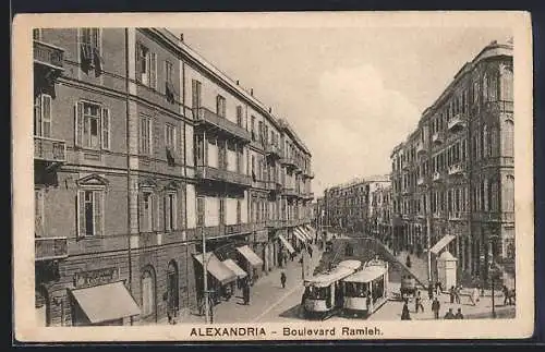 AK Alexandria, Boulevard Ramleh, Strassenbahn