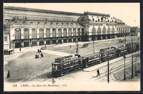 AK Lyon, La Gare des Brotteaux, Strassenbahn am Bahnhof