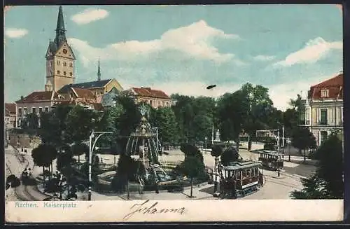 AK Aachen, Strassenbahn am Kaiserplatz