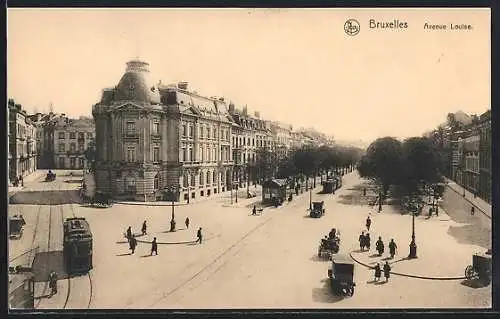 AK Brüssel / Bruxelles, Avenue Louise mit Strassenbahn